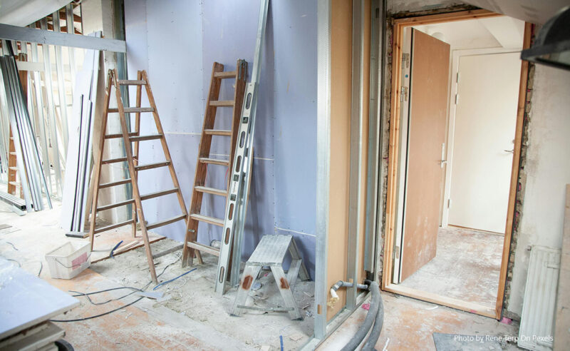 A home renovation in progress where items have been stored in a personal storage unit in roseburg or
