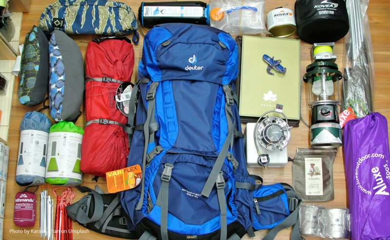an array of camping gear that can be stored in a personal storage unit in Roseburg OR